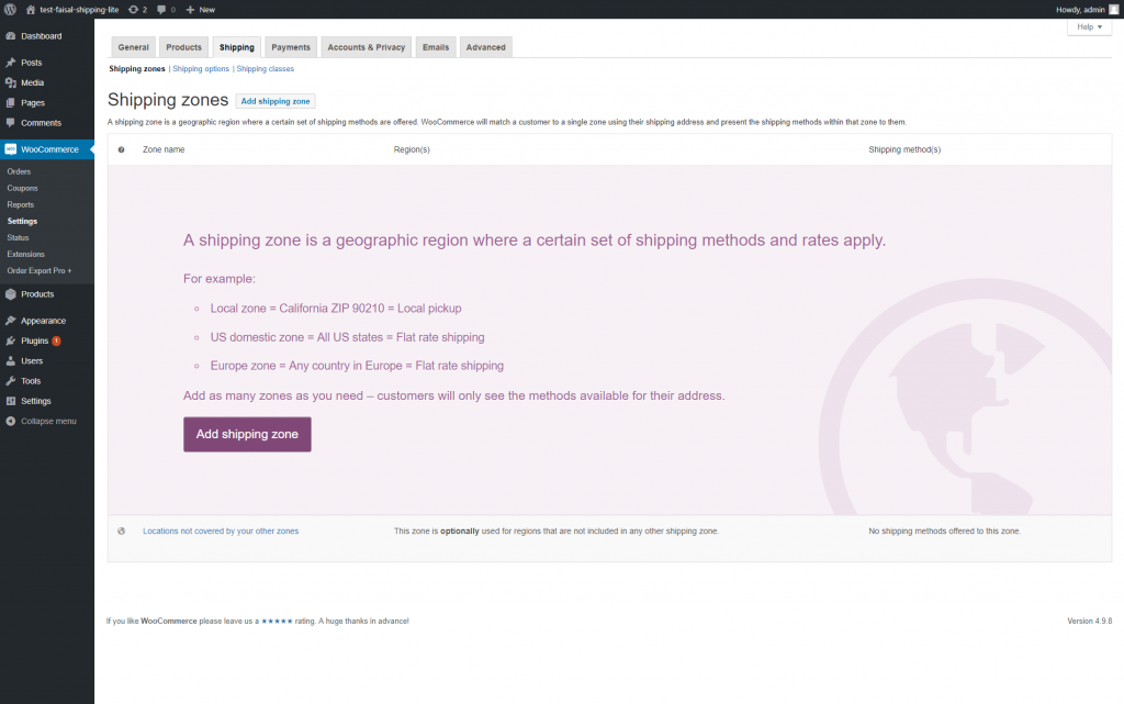 WooCommerce Shipping Zones