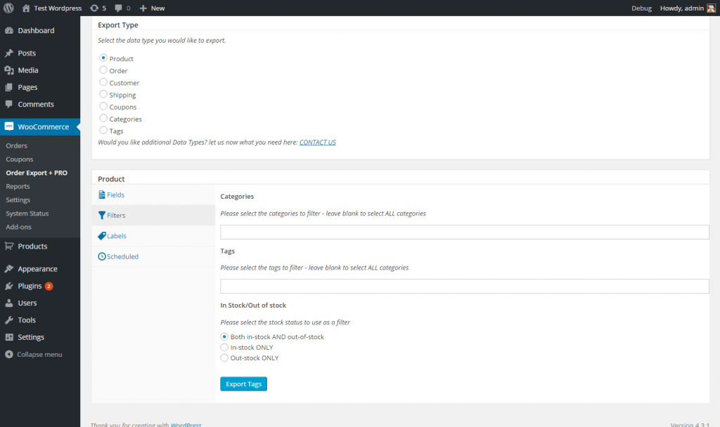 Filters to Export | WooCommerce Plugins