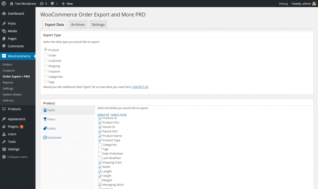 Type to Export | WooCommerce Plugins