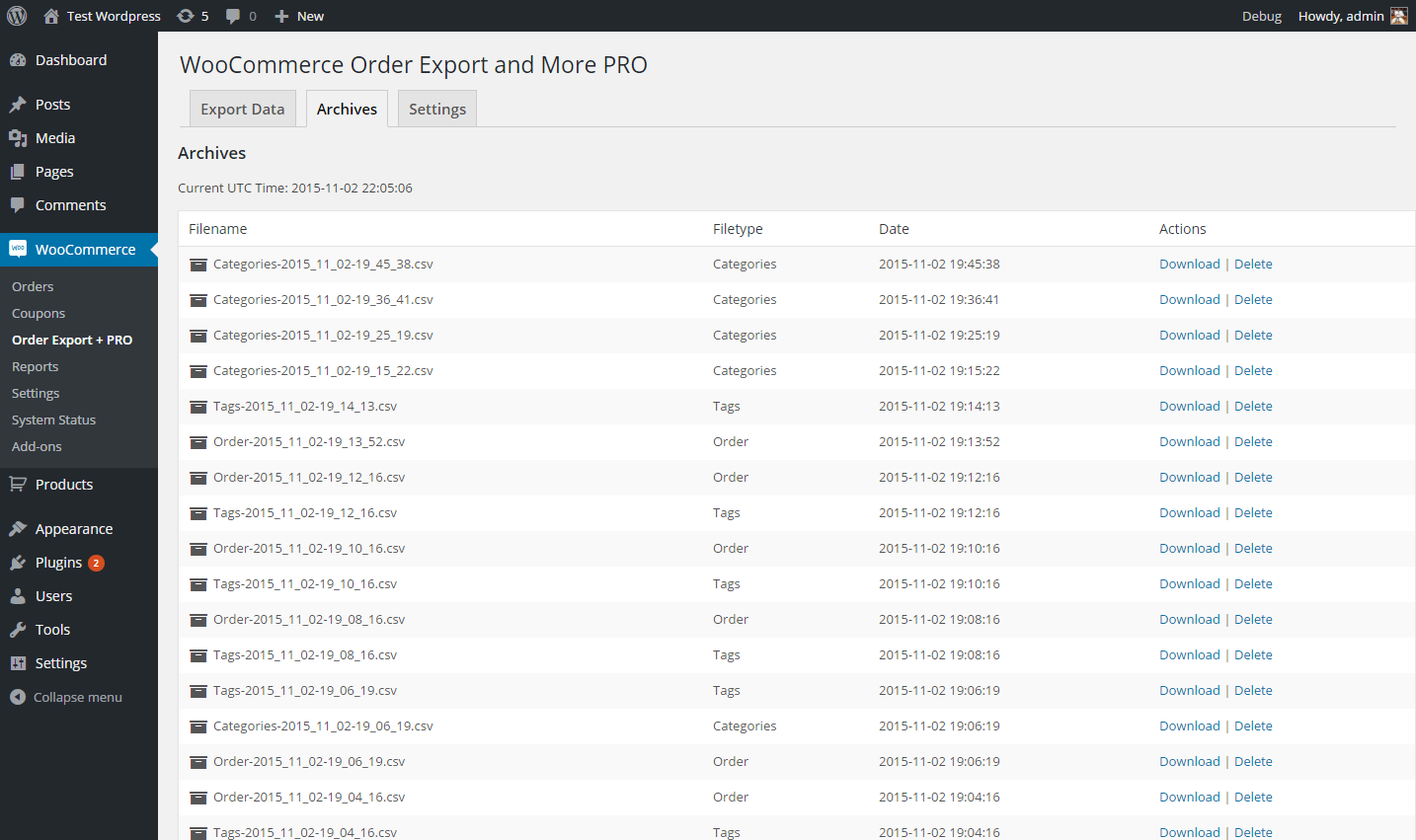 Archive of Exports