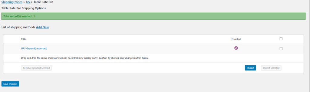 Shipping Rates Imported