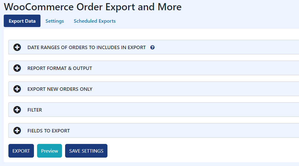 Order Export Main Screen