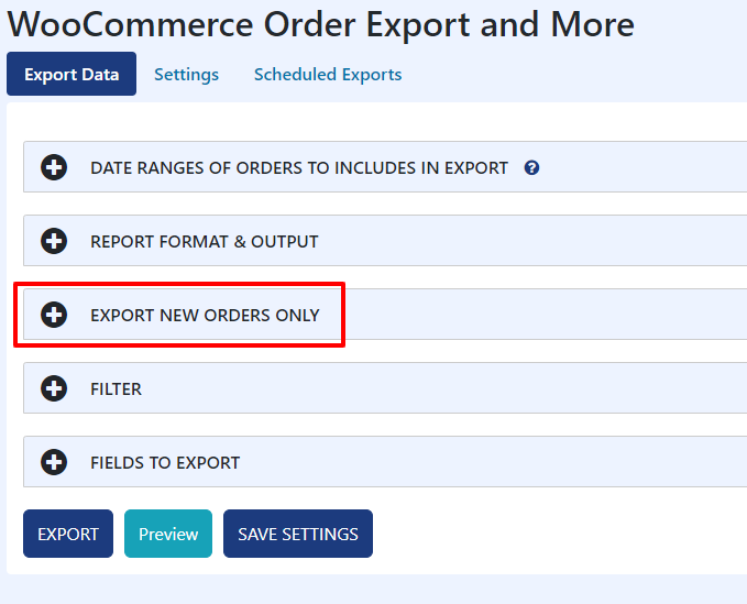 Export New Orders Only