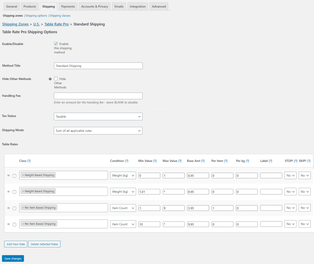 Configure Rates