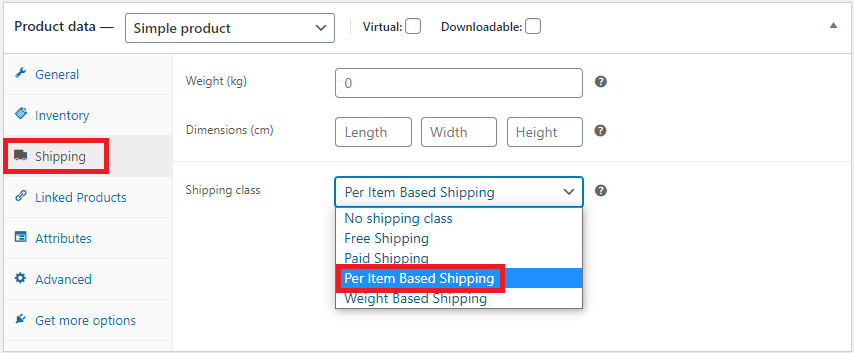 Shipping Classes Assigned