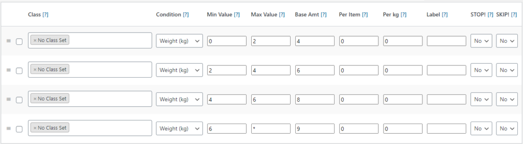 Standard Shipping Rules