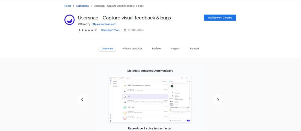 Usersnap - Capture visual feedback & bugs