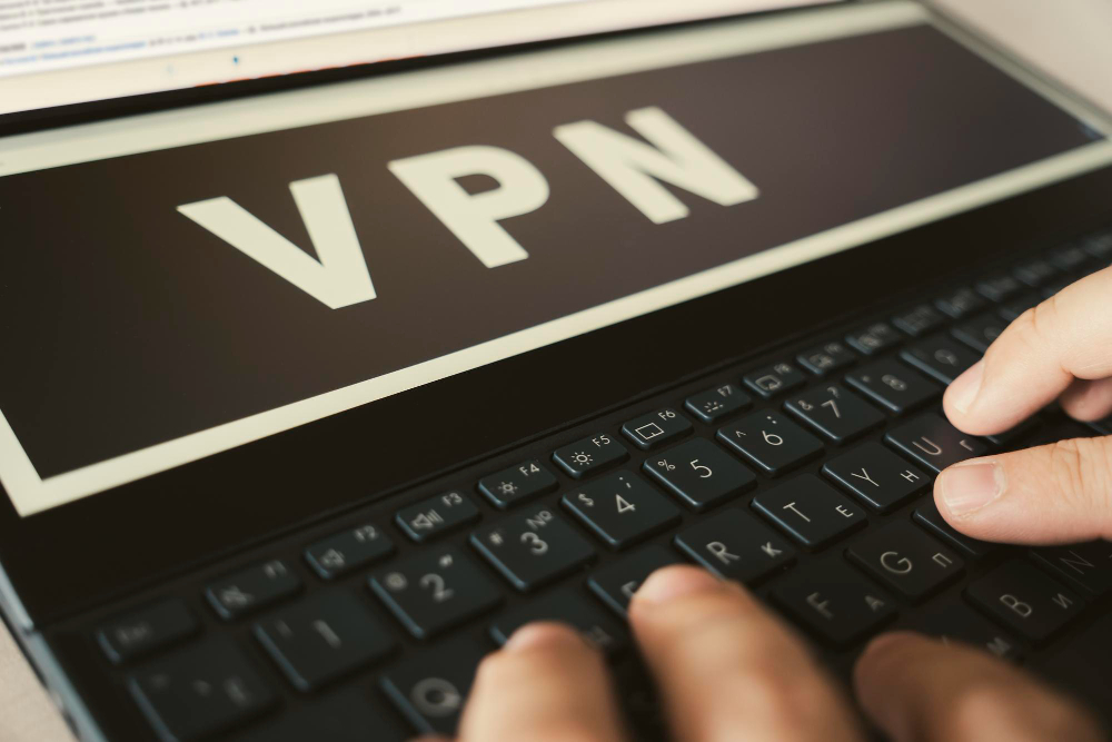 Cybersecurity Concept Vpn Technology Word Vpn on a Black Laptop Network Security on Laptop