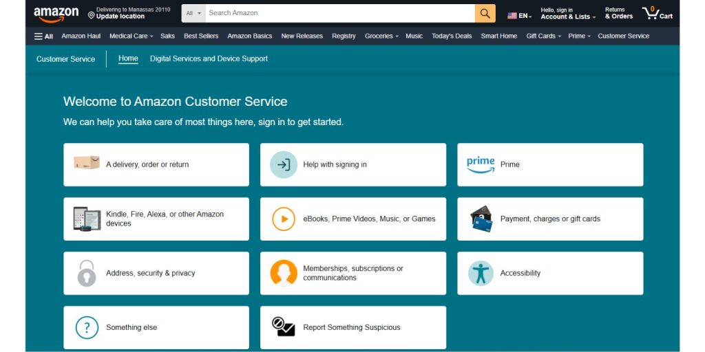 Start Here: Amazon Help Center