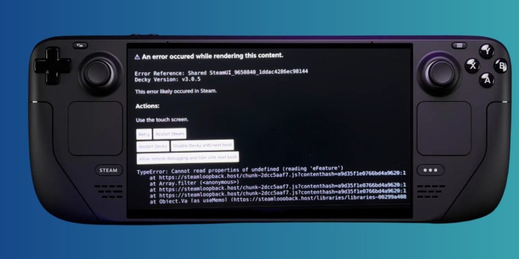 What Does "An error occurred while rendering this content" Means on Steam Deck?
