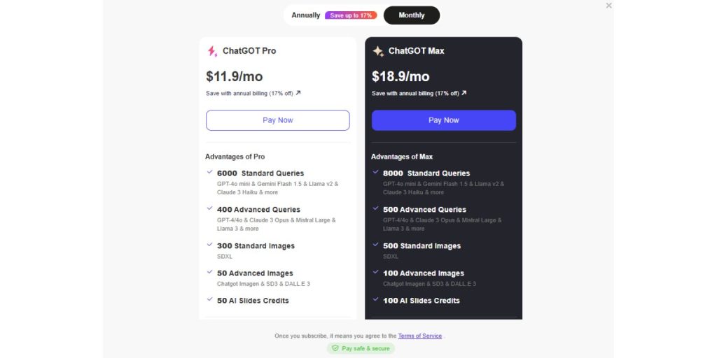 ChatGOT Pricing
