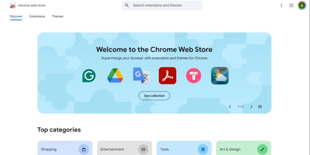 Open the Chrome Web Store in your browser