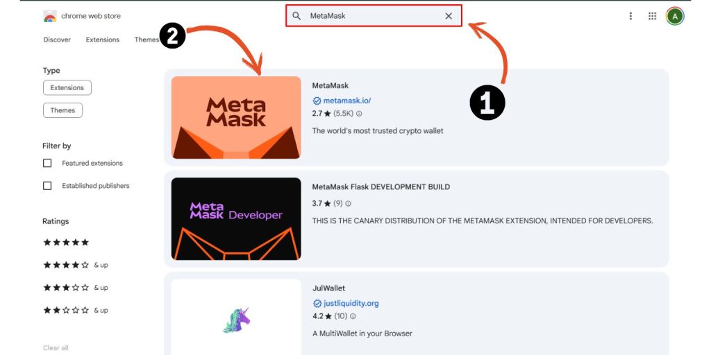 Search for MetaMask (check that it’s from ConsenSys)