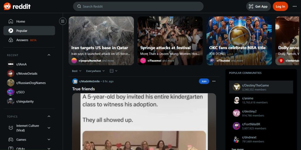 Use Reddit Web or 3rd Party Apps