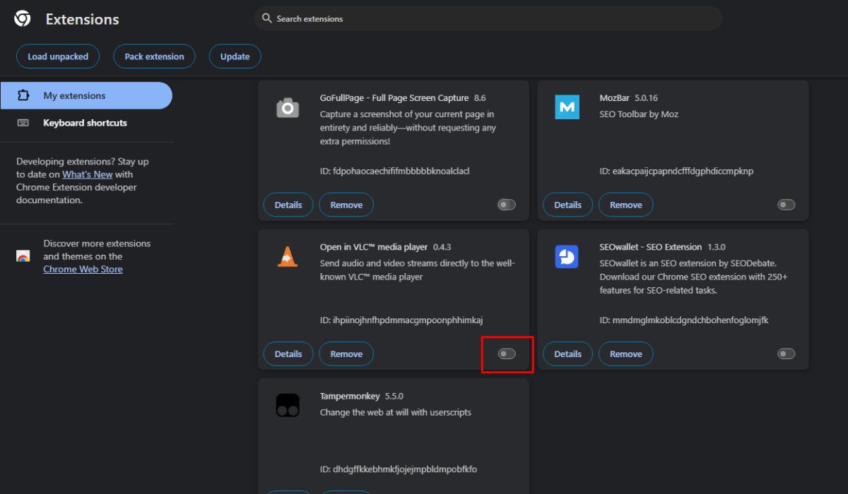 Review Browser Extensions and Media Settings